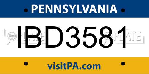 IBD3581 Pennsylvania License Plate