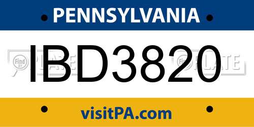 IBD3820 Pennsylvania License Plate