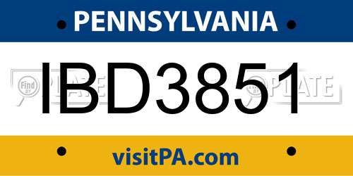IBD3851 Pennsylvania License Plate