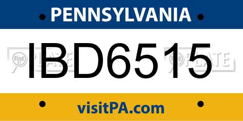 IBD6515 Pennsylvania License Plate