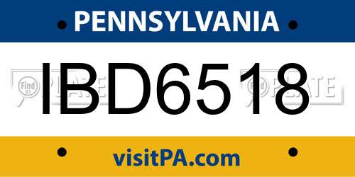 IBD6518 Pennsylvania License Plate