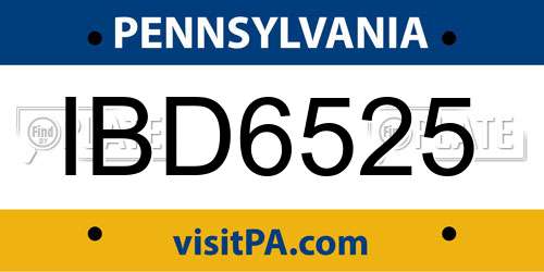 IBD6525 Pennsylvania License Plate