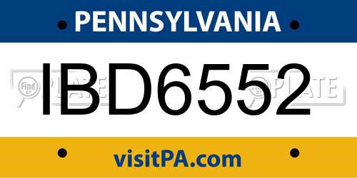 IBD6552 Pennsylvania License Plate