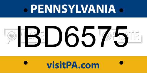 IBD6575 Pennsylvania License Plate
