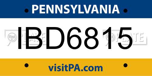 IBD6815 Pennsylvania License Plate