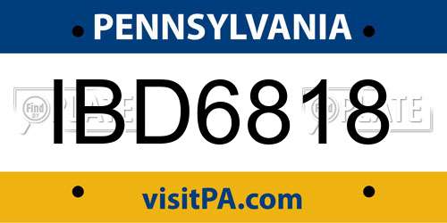 IBD6818 Pennsylvania License Plate