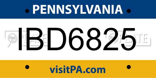 IBD6825 Pennsylvania License Plate