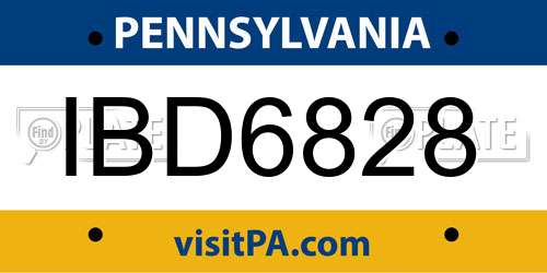 IBD6828 Pennsylvania License Plate