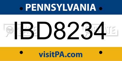 IBD8234 Pennsylvania License Plate