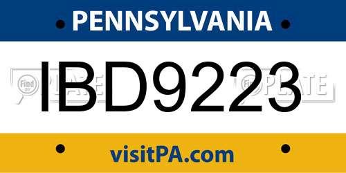 IBD9223 Pennsylvania License Plate