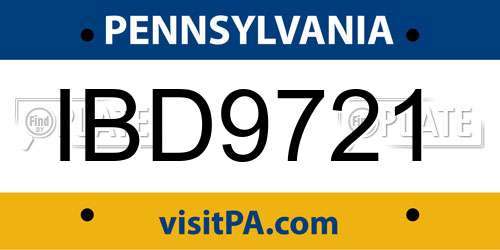 IBD9721 Pennsylvania License Plate