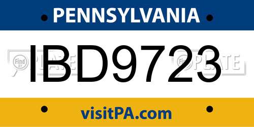 IBD9723 Pennsylvania License Plate