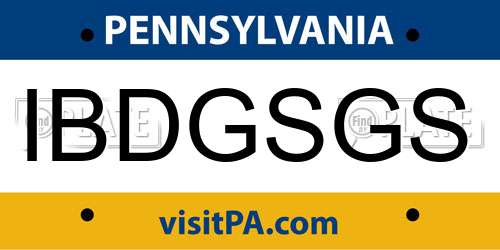 IBDGSGS Pennsylvania License Plate