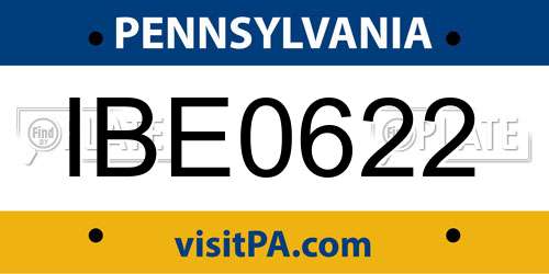 IBE0622 Pennsylvania License Plate