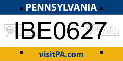 IBE0627 Pennsylvania License Plate
