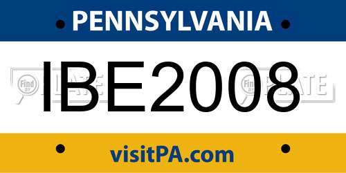 IBE2008 Pennsylvania License Plate