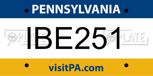 IBE251 Pennsylvania License Plate