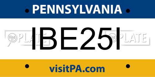 IBE25I Pennsylvania License Plate
