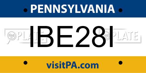 IBE28I Pennsylvania License Plate