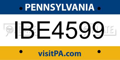 IBE4599 Pennsylvania License Plate