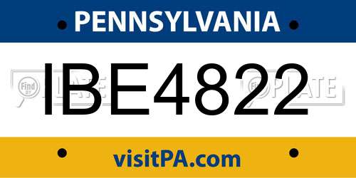 IBE4822 Pennsylvania License Plate