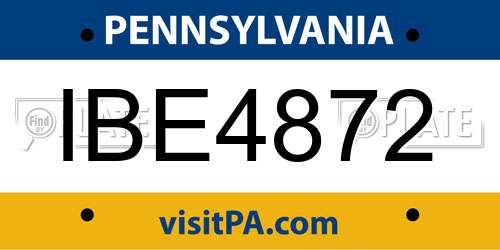 IBE4872 Pennsylvania License Plate