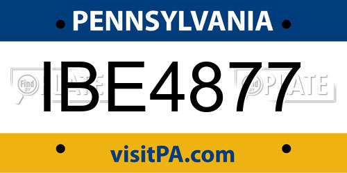 IBE4877 Pennsylvania License Plate