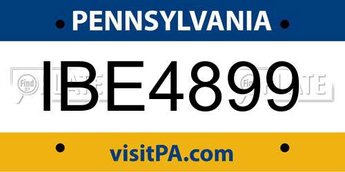 IBE4899 Pennsylvania License Plate