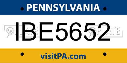 IBE5652 Pennsylvania License Plate