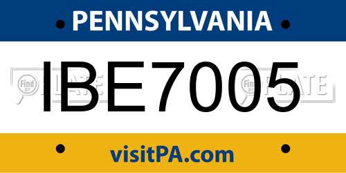 IBE7005 Pennsylvania License Plate