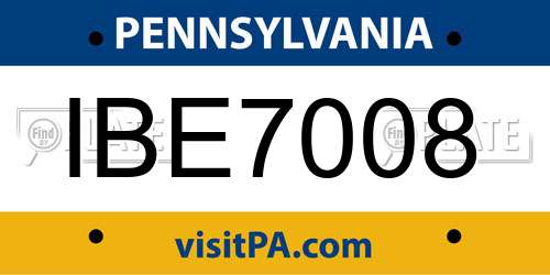 IBE7008 Pennsylvania License Plate