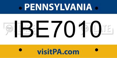 IBE7010 Pennsylvania License Plate
