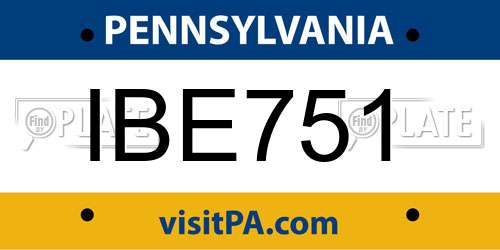 IBE751 Pennsylvania License Plate