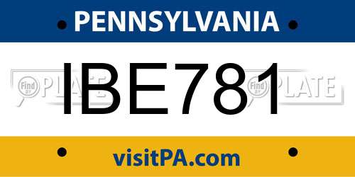 IBE781 Pennsylvania License Plate