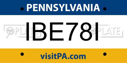 IBE78I Pennsylvania License Plate