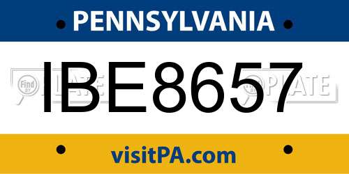 IBE8657 Pennsylvania License Plate