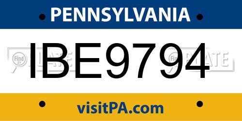 IBE9794 Pennsylvania License Plate