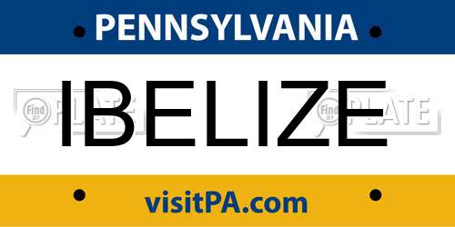 IBELIZE Pennsylvania License Plate