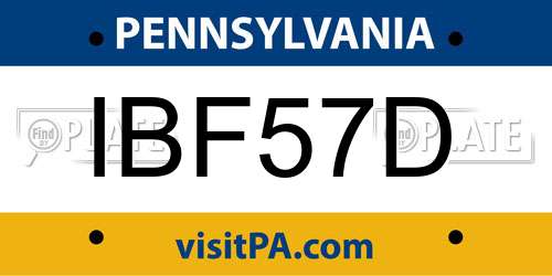 IBF57D Pennsylvania License Plate