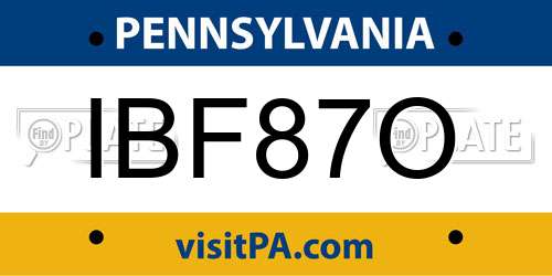 IBF87O Pennsylvania License Plate