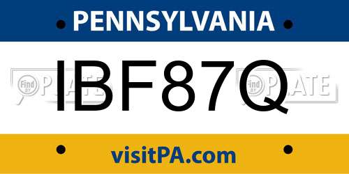 IBF87Q Pennsylvania License Plate