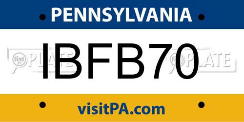 IBFB70 Pennsylvania License Plate
