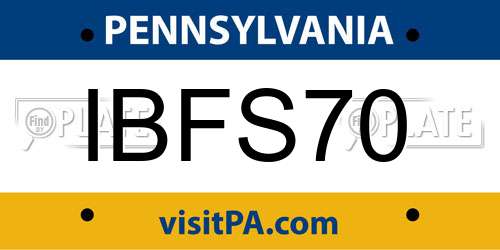 IBFS70 Pennsylvania License Plate