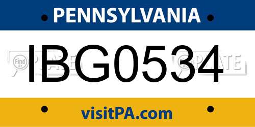 IBG0534 Pennsylvania License Plate