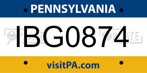 IBG0874 Pennsylvania License Plate