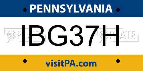 IBG37H Pennsylvania License Plate