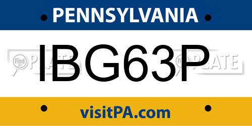 IBG63P Pennsylvania License Plate
