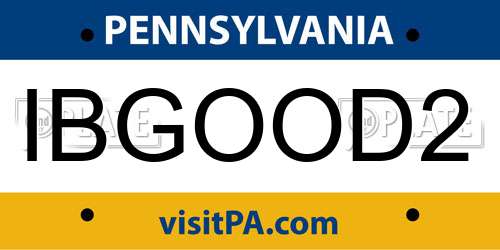IBGOOD2 Pennsylvania License Plate