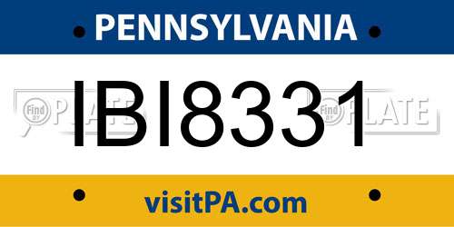 IBI8331 Pennsylvania License Plate