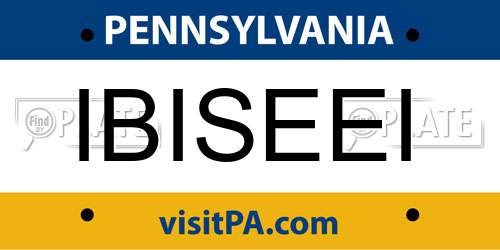 IBISEEI Pennsylvania License Plate